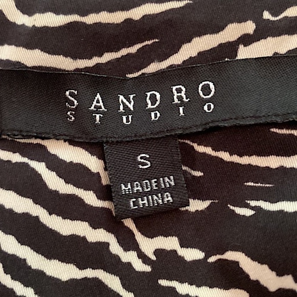 Sandro Studio Zebra Print SZ S Mob Wife Indie Sleaze Parisian Chic Trench Coat - Picture 12 of 13